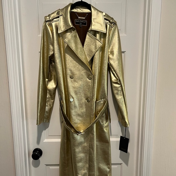 kathy ireland Metallic Gold Trench Coat with Belt - Picture 2 of 4
